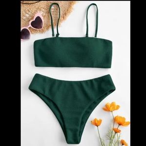 Zaful green ribbed bikini